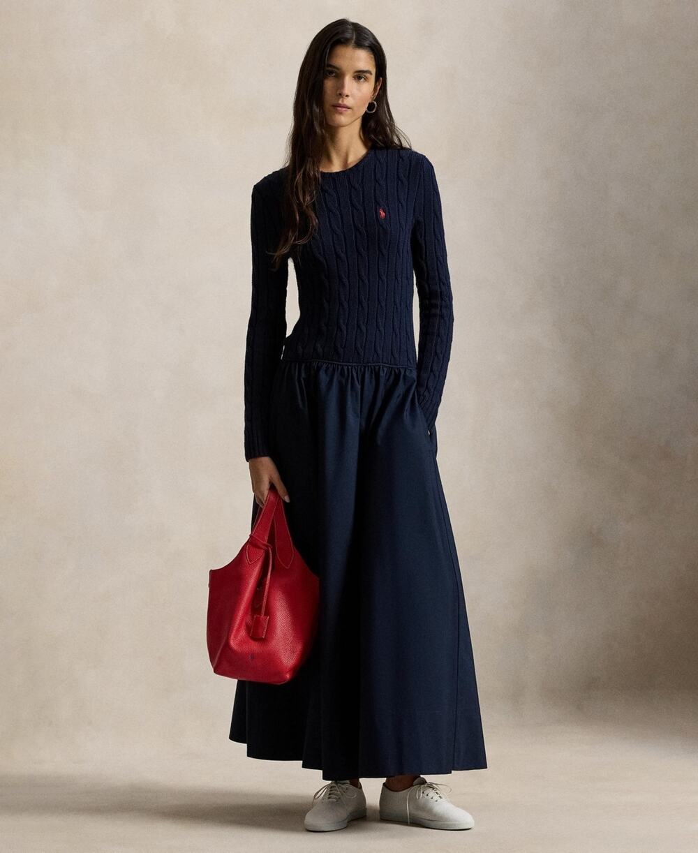 Polo Ralph Lauren Women's Crew Neck Dress Navy Size L 3990